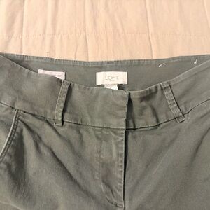 LOFT Olive Cropped Ankle Pants